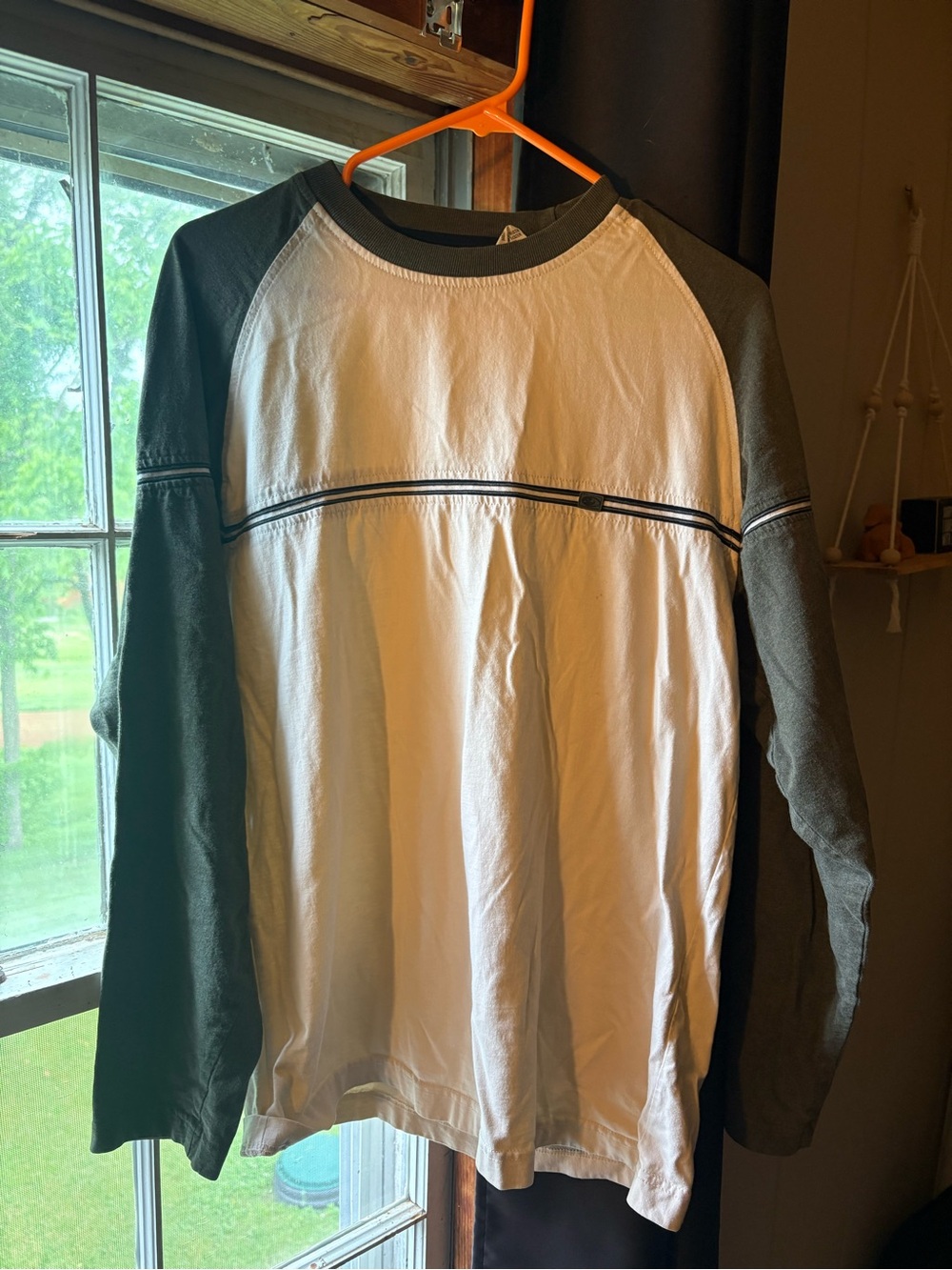 Point Zero White and Dark Green Long Sleeve Raglan Tee